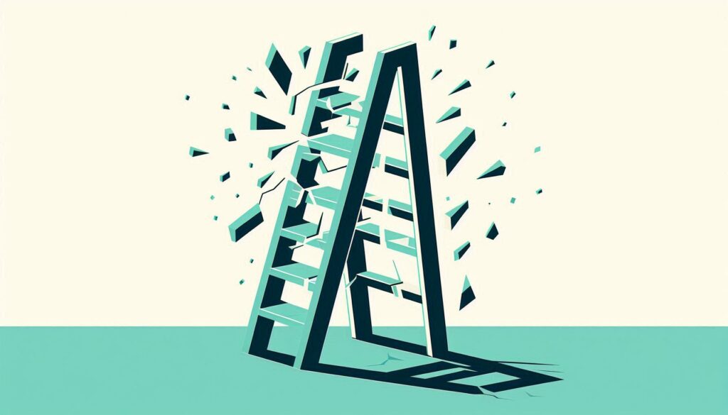 broken corporate ladder illustration symbolizing why am I not getting promoted